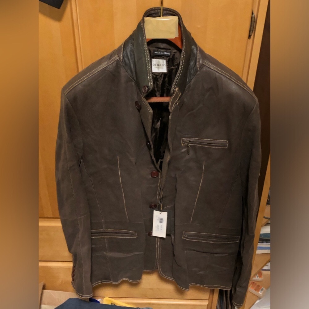 Di Bello Collezione Brown Lambskin Leather Jacket